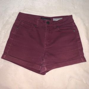 Aeropostale, high waisted, burgundy denim shorts